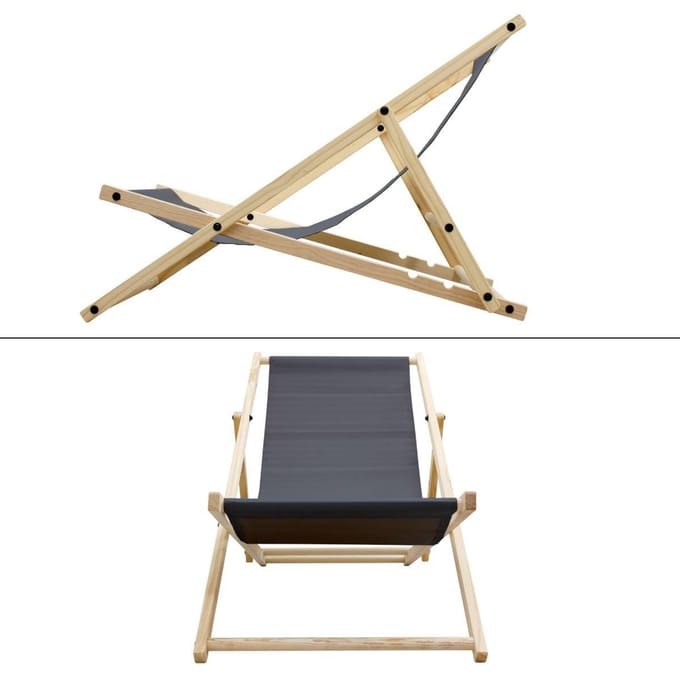 ECD Germany garden opvouwbare houten ligstoel antraciet met armleuningen 3 ligposities tot 120 kg comfortabele tuinstoel strandstoel balkonstoel campingstoel relaxstoel vouwstoel zonnestoel geschikt voor tuin terras en balkon