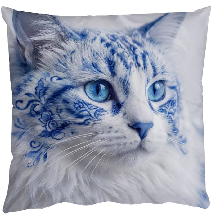 Sierkussens - Kussentjes Woonkamer - 50x50 cm - Kat - Patroon - Blauw