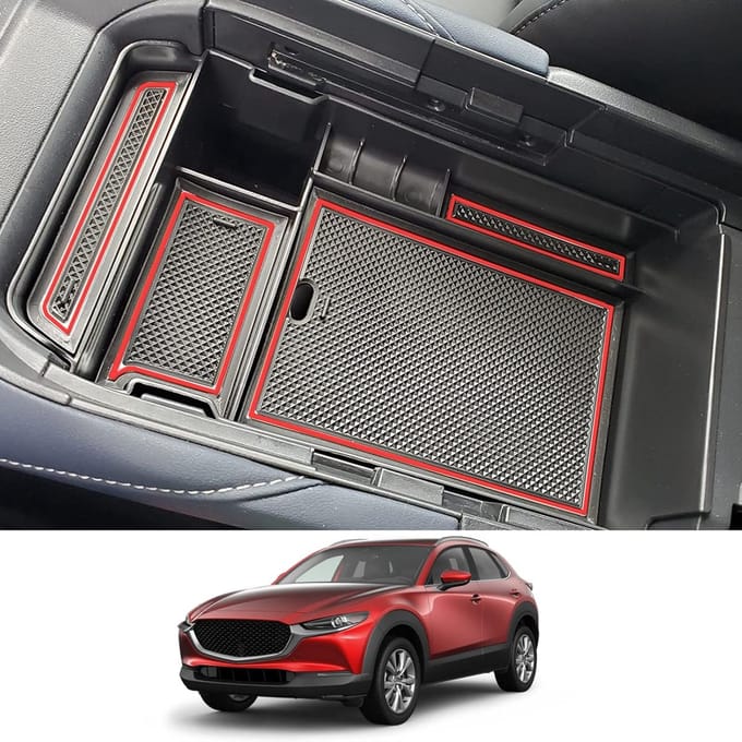 Middenconsole, armleuning, organizer, armleuningen, opbergdoos, handschoenenvak, opslag, auto, middenconsole, tray, CX30, 2024, accessoires (rood)