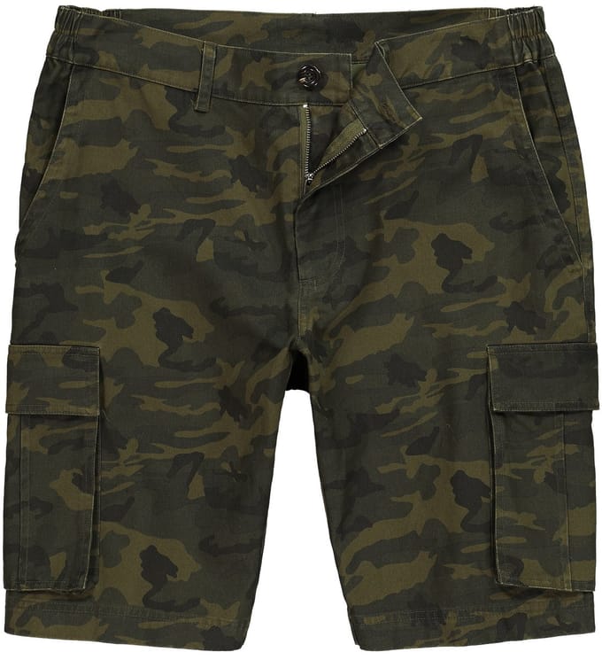 Men Plus - Heren - Cargobermuda loose fit camouflage - Donkerolijf - Maat 64