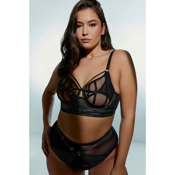 Playful Promises Balconettebh Van Mesh Met Meerdere Bandjes In Zwart Size 90E