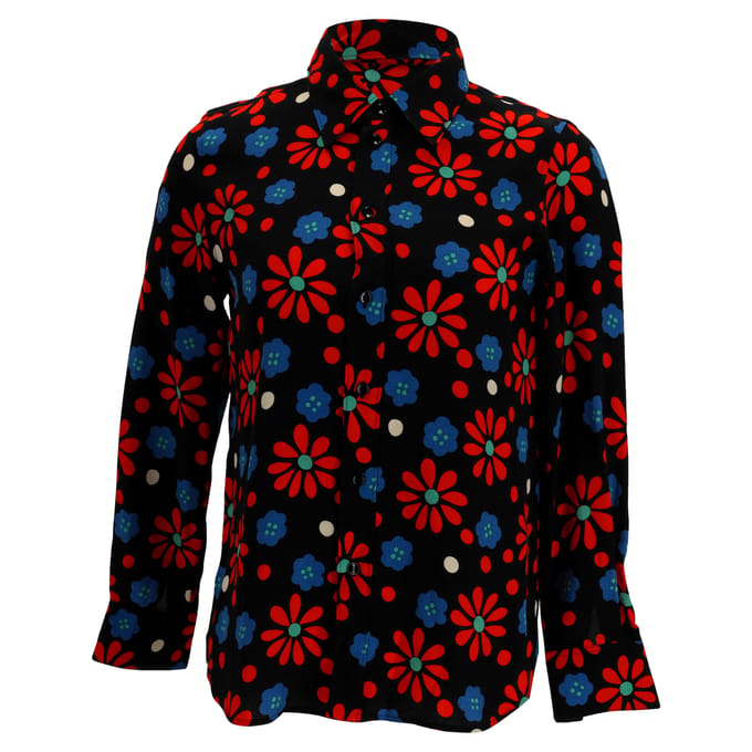 Saint Laurent overhemd van crêpe met bloemenprint in zwarte viscose