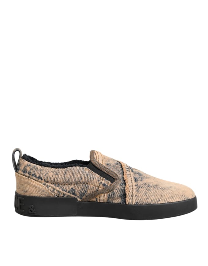 Dolce & Gabbana Beige Katoenen Lage Instap Sneakers Schoenen