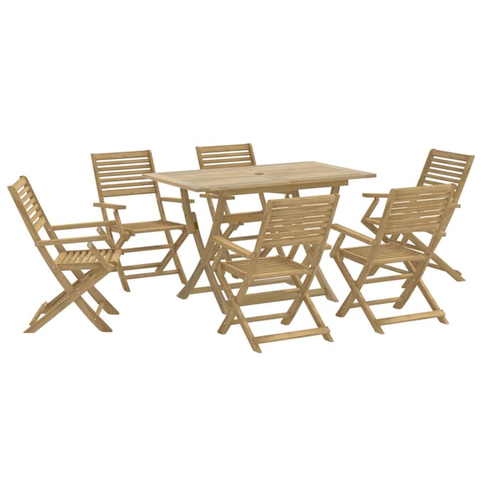 vidaXL - 7-delige - Tuinset - massief - acaciahout