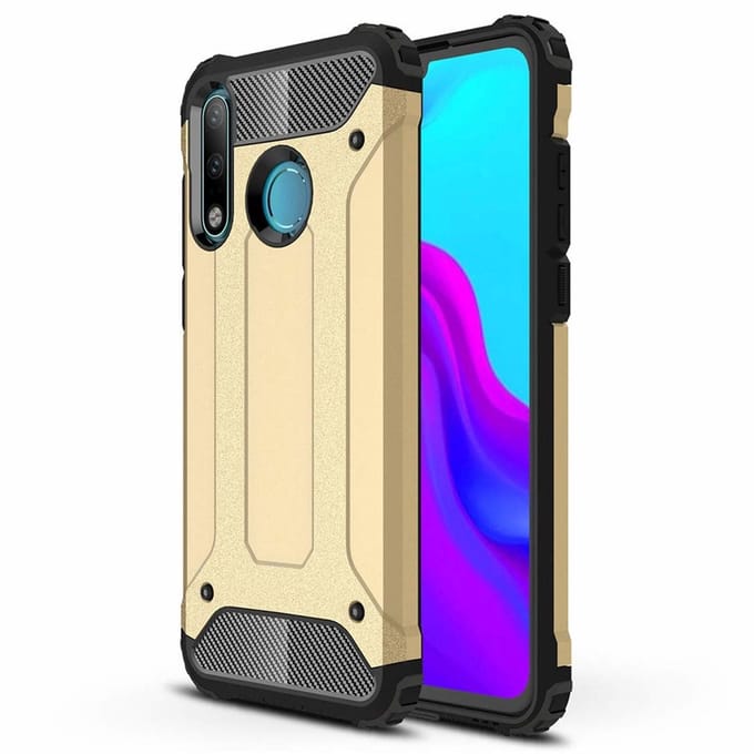 Ntech Huawei P30 Lite Dual layer Armor Hoesje - Goud
