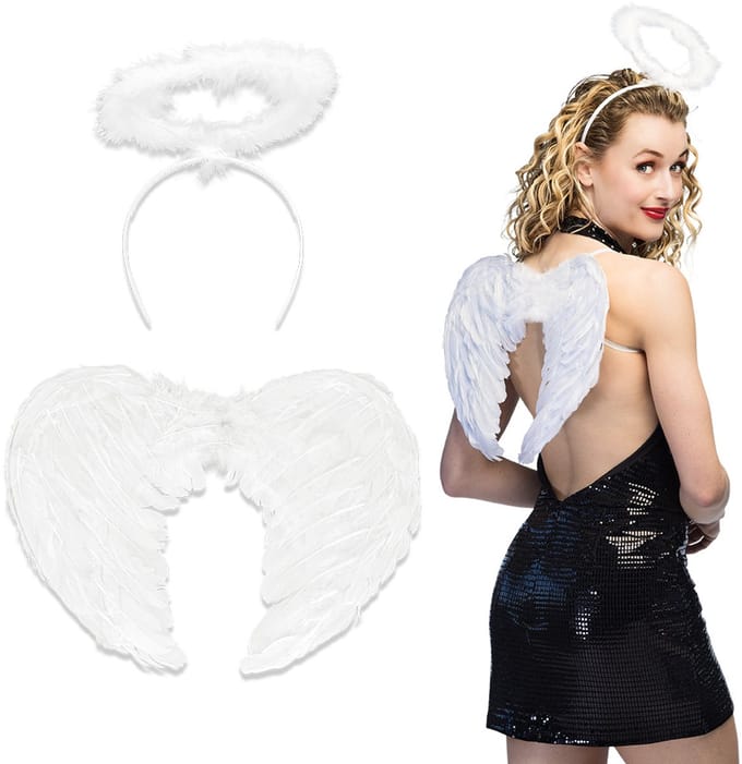 Boland - Set Engel promo wit Wit - Volwassenen - Vrouwen - Engel - Fantasy - Cosplay - Carnaval - Themafeest