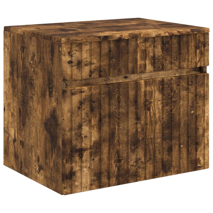 vidaXL - Wandgemonteerde - Badkamerkast - Gerookt - eiken - 59 - x - 44,5 - x - 50 - cm