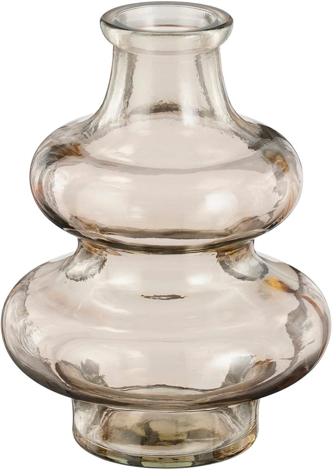 Mica Decorations Bloemenvaas Sira - transparant glas - beige - D12 x H16 cm - vaas - sierlijk model