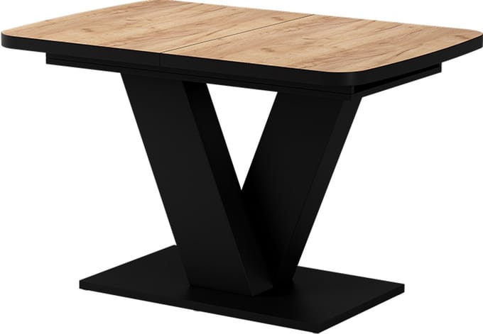 Vicco Eettafel Fenaro, Goudkleurig Eiken/Zwart, 120-160 x 80 cm uitschuifbaar