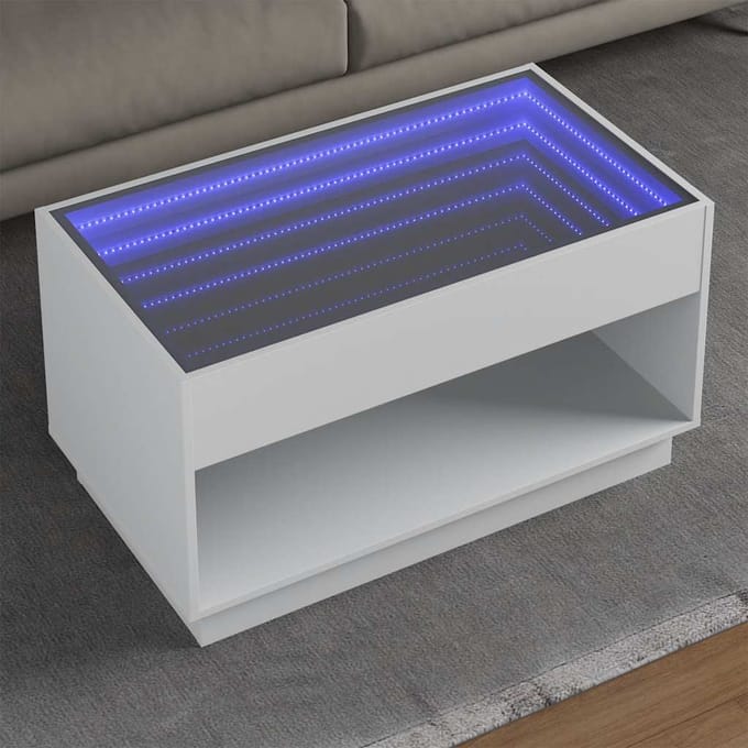 vidaXL - Salontafel - met - Infinity - LED - 90x50x50 - cm - wit