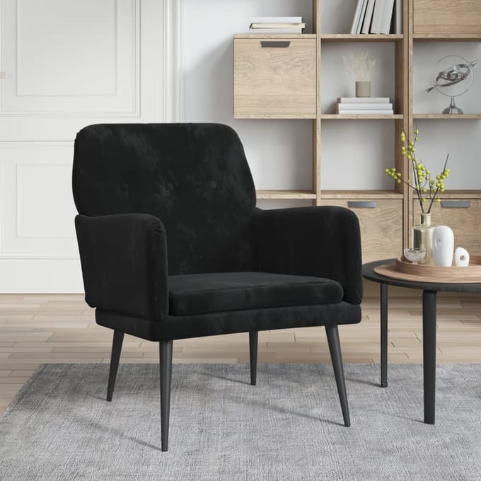 vidaXL - Fauteuil - 62x79x79 - cm - fluweel - zwart