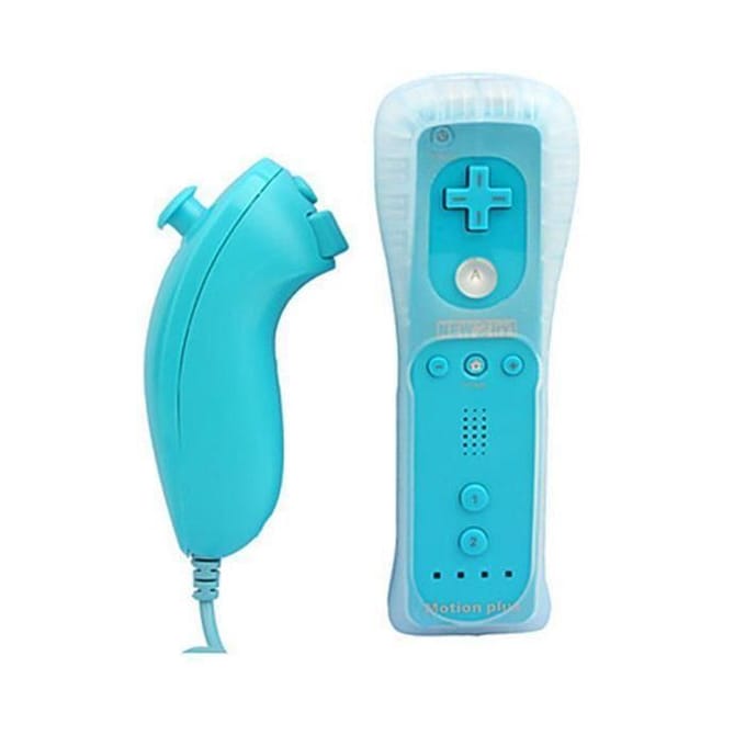 Manette de jeu - Nintendo - Wiimote Controller Nunchuk - Bluetooth - Couleur Bleu - Motion Plus bleu
