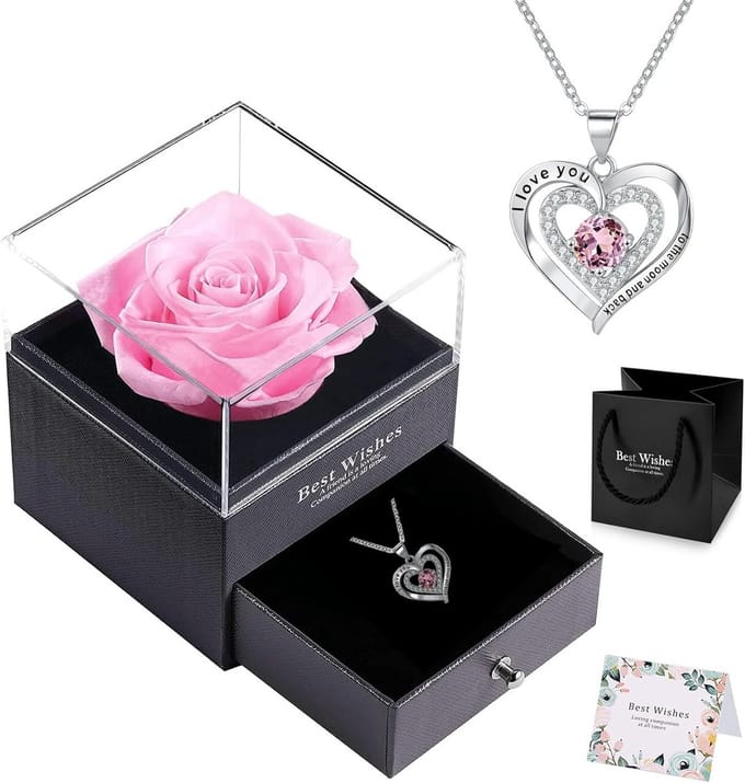 Eeuwige Roos Cadeau - Bewaarde Bloem - Speciale Gelegenheid - Echte Bloem - 12 cm Doos - Roze