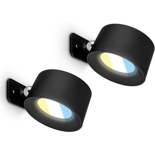 BRILONER Set van 2 draadloze wandlampen (Zwart)