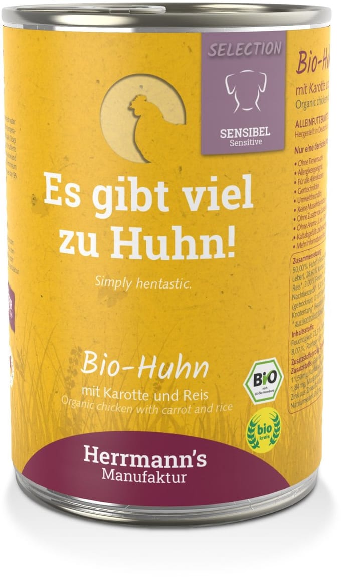 Herrmann's Selection Sensible 12 x 400 g - Bio kip met bio wortel & bio rijst