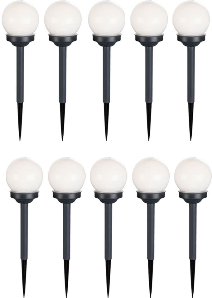 Set van 10 LED outdoor solar lamp bal ontwerp tuinpad licht met schakelaar tuinlamp bollamp, LED warm wit