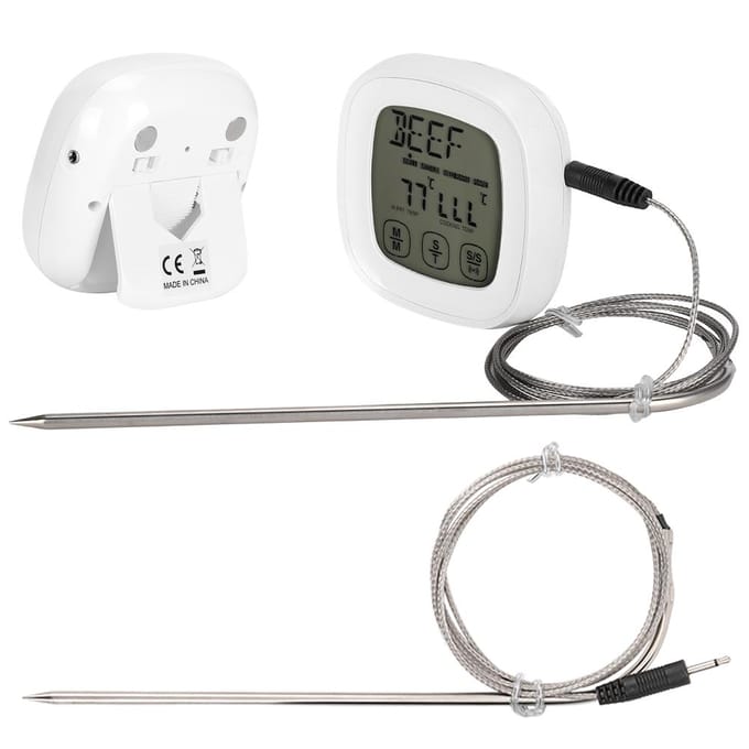 Digitale Barbecue Thermometer met Touchscreen en Timerfunctie Keuken Kookaccessoire black