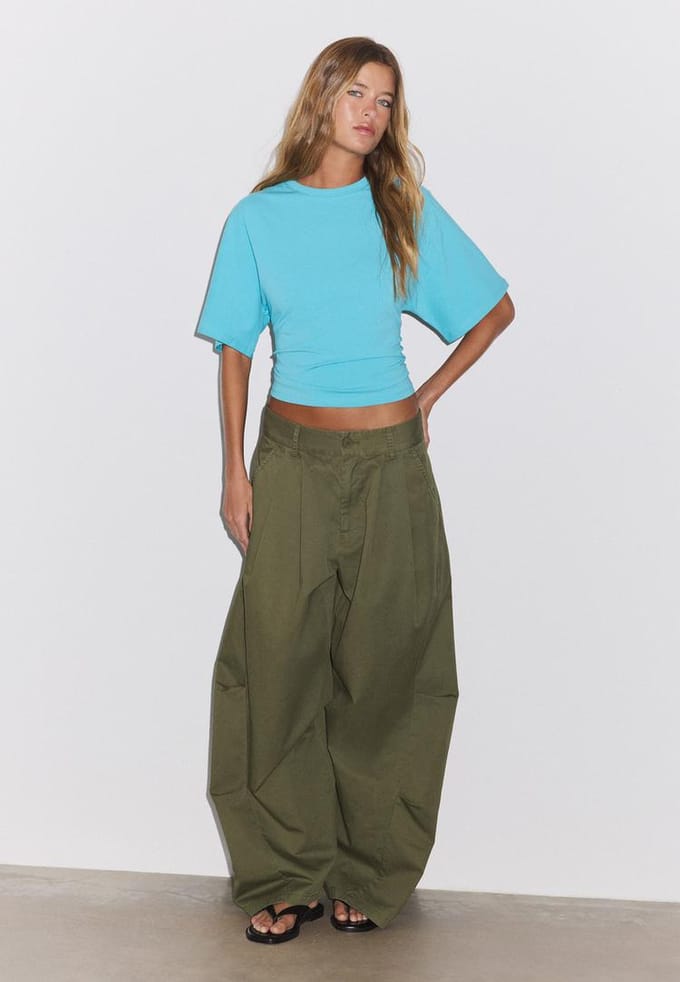 Stradivarius T-shirt met korte mouw  Turkoois XS