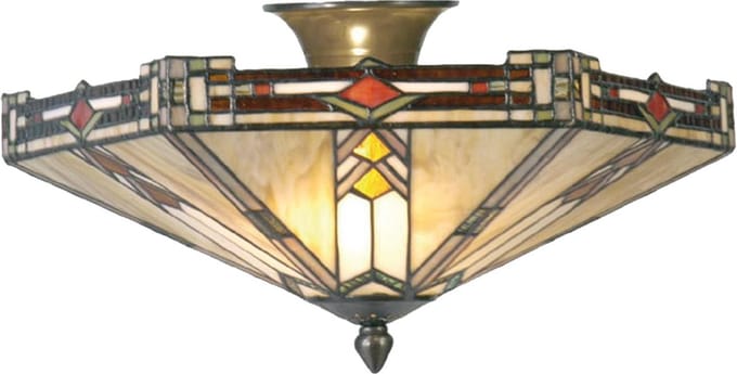 Lumilamp Plafondlamp Tiffany Ø 40x23 cm Beige Bruin Metaal