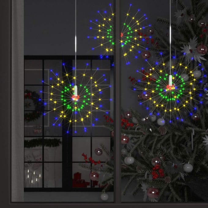 vidaXL - 2 - st - Kerstverlichting - vuurwerk - 280 - LED's - 20 - cm - meerkleurig