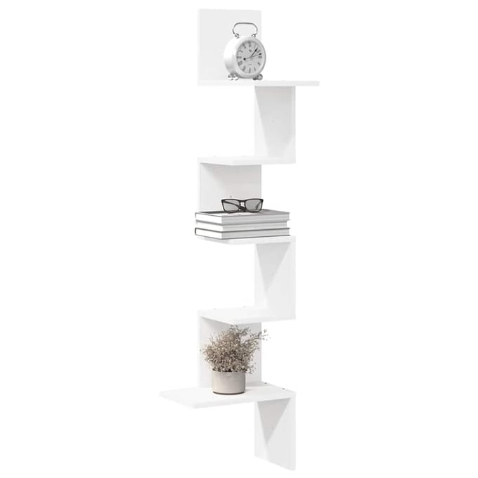 vidaXL - Hoekwandschap - 32x32x127,5 - cm - bewerkt - hout - wit