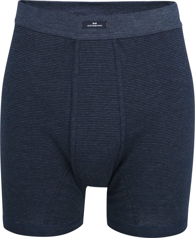 Gotzburg heren boxer lang met gulp (1-pack) - middenblauw gestreept