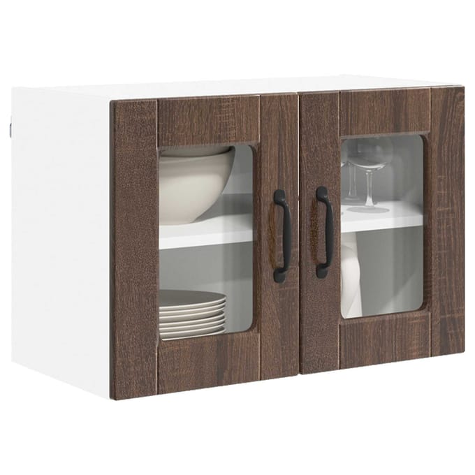 vidaXL - Wandglas - Kasten - PORTO - 2 - st - Bruin - Eiken - Bewerkt - hout