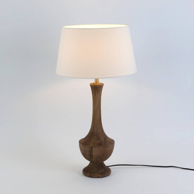 Holländer Tafellamp SUBASIO, naturel/ecru, hoogte 50 cm, mangohout, E27