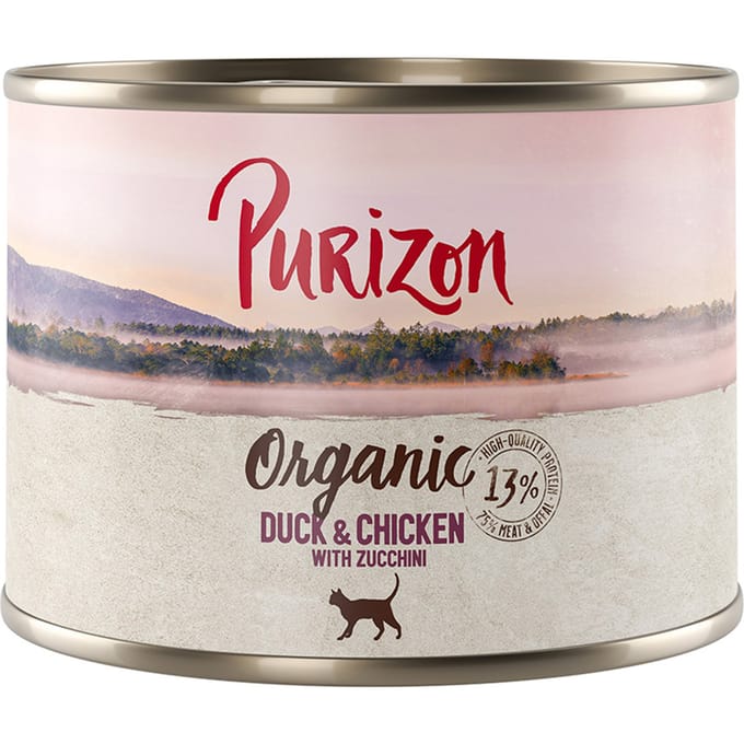 Voordeelpakket Purizon Organic 24 x 200 g - Eend en kip met courgette