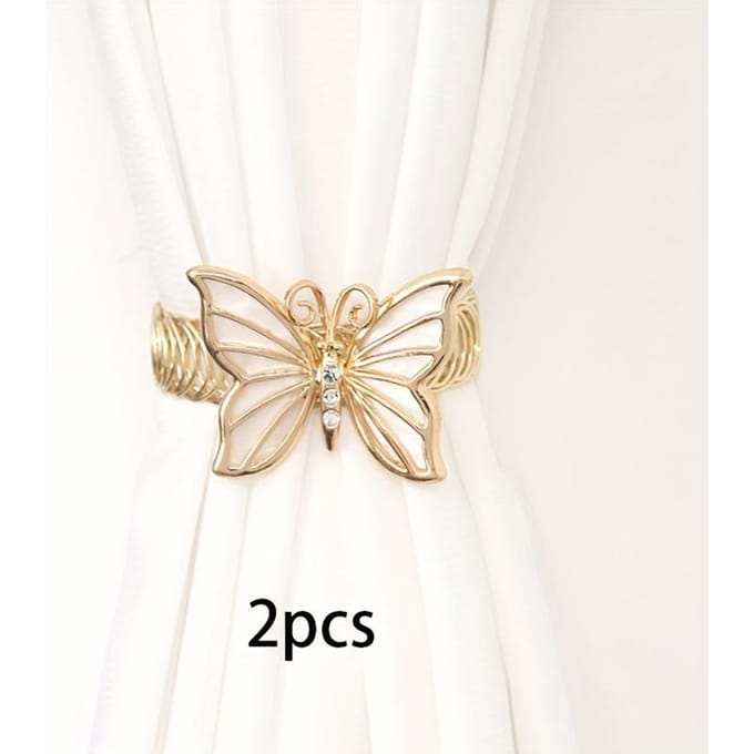 2 pièces Pinces à Rideaux Papillon Printanières Élégantes Minimalistes, Conception Sans Perçage beige