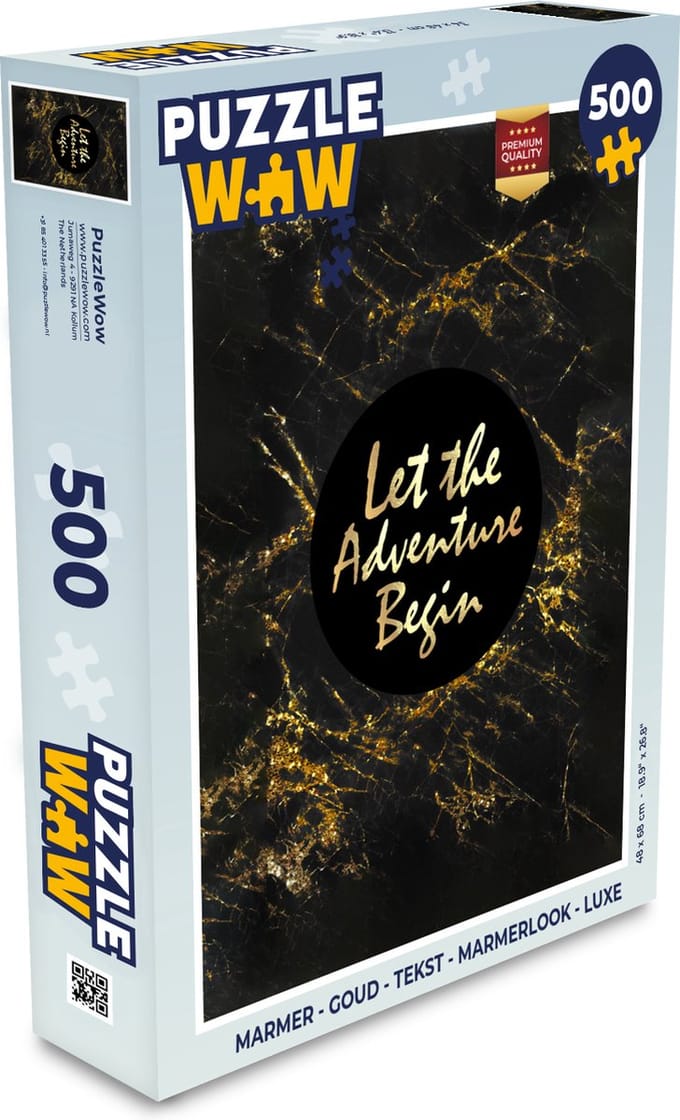 Puzzel Marmer - Goud - Tekst - Marmerlook - Luxe - Legpuzzel - Puzzel 500 stukjes