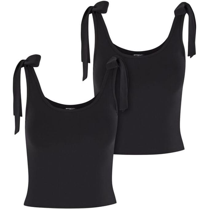 Urban Classics Tied Basic Jersey Top (Set van 2) Vrouwen Dames Top - zwart - XS