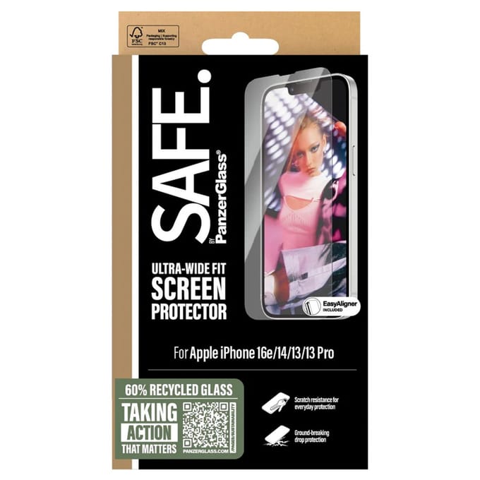 SAFE by PanzerGlass Screenprotector geschikt voor Apple iPhone 13 Glazen | SAFE by PanzerGlass Ultra-Wide-Fit Screenprotector - Case Friendly