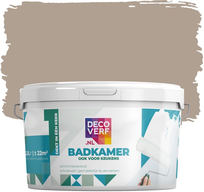Decoverf badkamerverf 2.5L kaki bruin