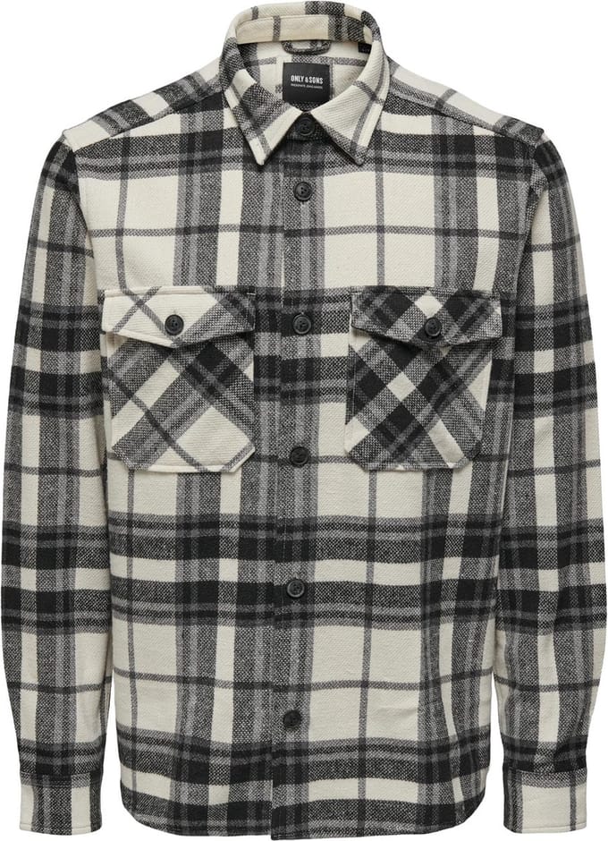 Only & Sons Overhemd Onsmilo Life Ovr Check Ls Shirt Noo 22026313 Cloud Dancer Mannen Maat - S