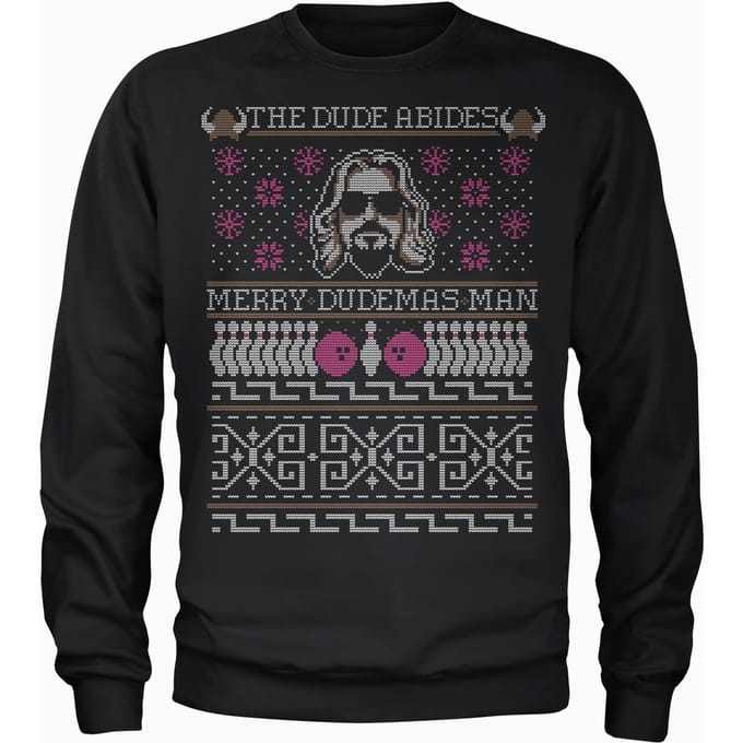 The Dude Abides Merry Dudemas Man Kersttrui - Zwart - S