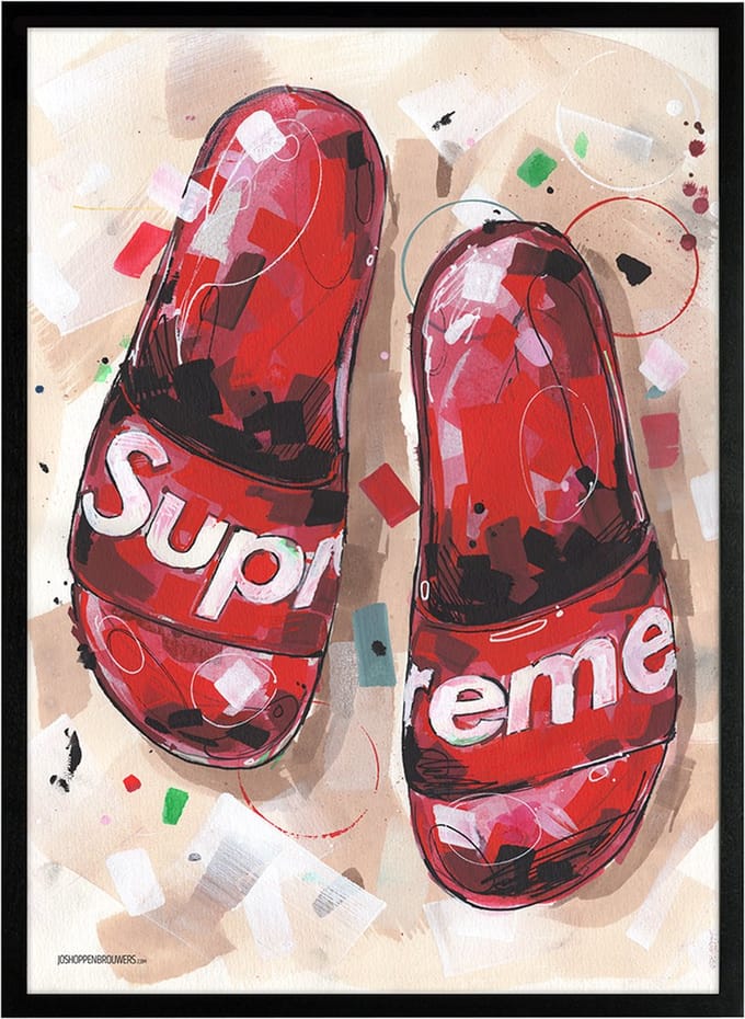 Flipflops print 51x71 cm *ingelijst & gesigneerd