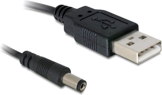 Delock 82197 USB-stroomkabel USB-A stekker, DC-stekker 5,5 mm 1.00 m Zwart Met USB