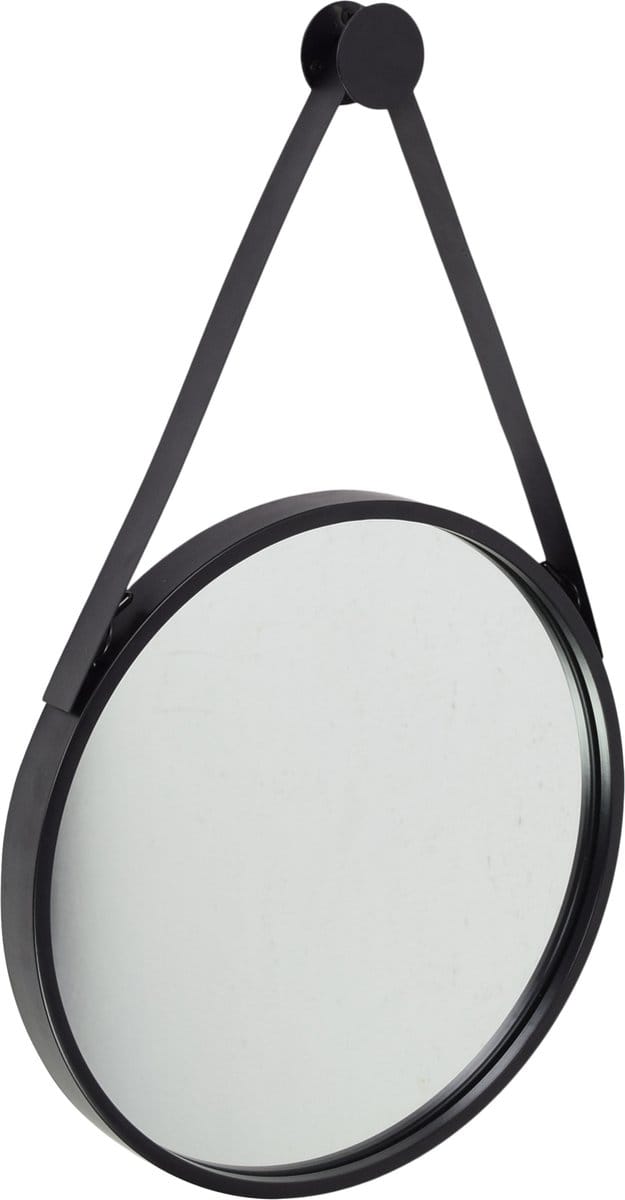 Fragix Triangle wandspiegel rond - Zwart - Metaal - Ø35cm - Industrieel