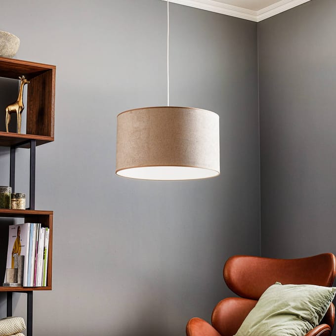 Duolla Hanglamp Bristol, geweven patroon, beige