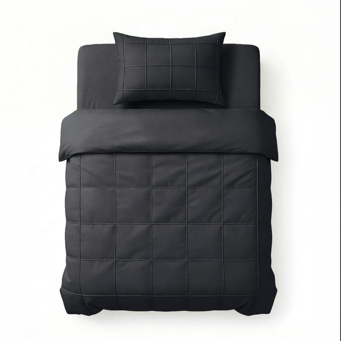 Check Pintuck Black 140 x 220