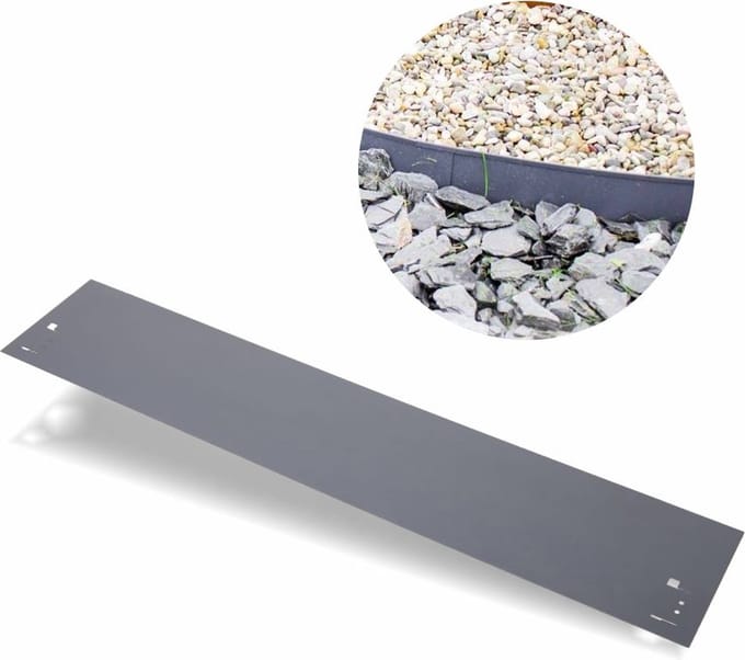Borderrand metaal 13,5 cm x 120 cm - grijs - Gazonrand - Kantopsluiting