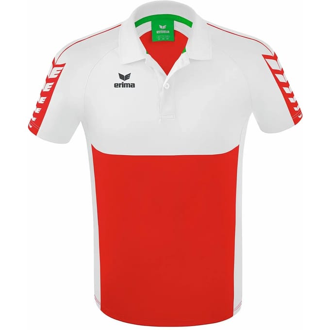 Erima Six Wings Polo Heren - Wit / Rood | Maat: S