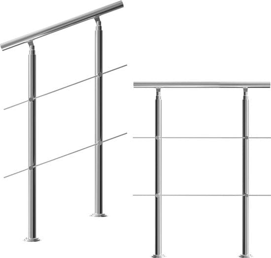 Monzana Trapleuning 80 cm - Met 2 Spijlen – Roestvrijstaal