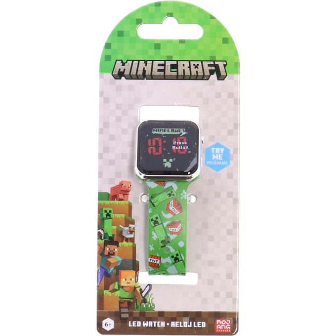 LED Watch Minecraft - Kinderhorloge Met LED Display Voor Datum en Tijd - Groen