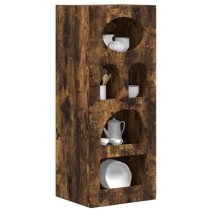 vidaXL - Dressoir - ELST - Rook - Eiken - 40 - x - 35 - x - 100,5 - cm - Bewerkt - hout