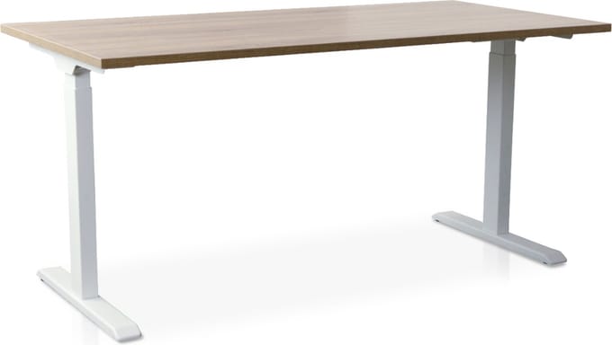 Zit-sta bureau snelslinger verstelbaar - MRC FAST FLEX | 160 x 80 cm | frame wit - blad midden eiken