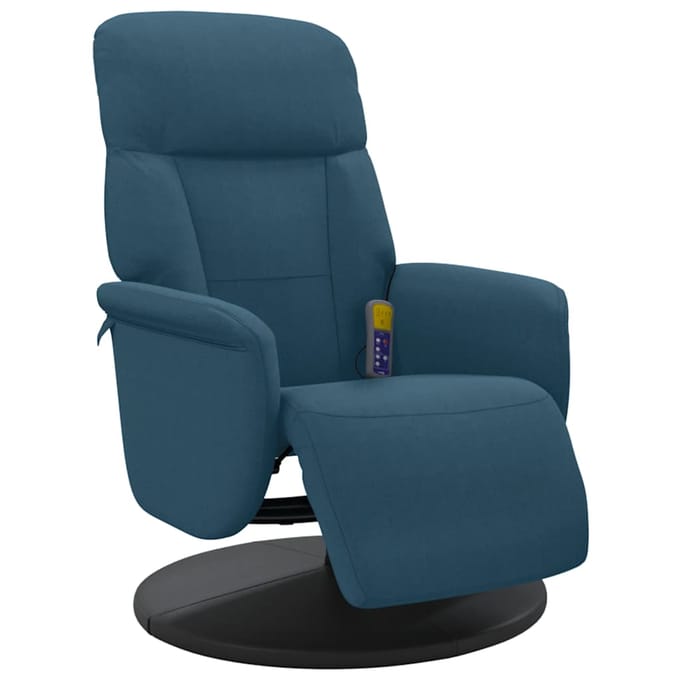 vidaXL - Massagestoel - verstelbaar - met - voetensteun - fluweel - blauw