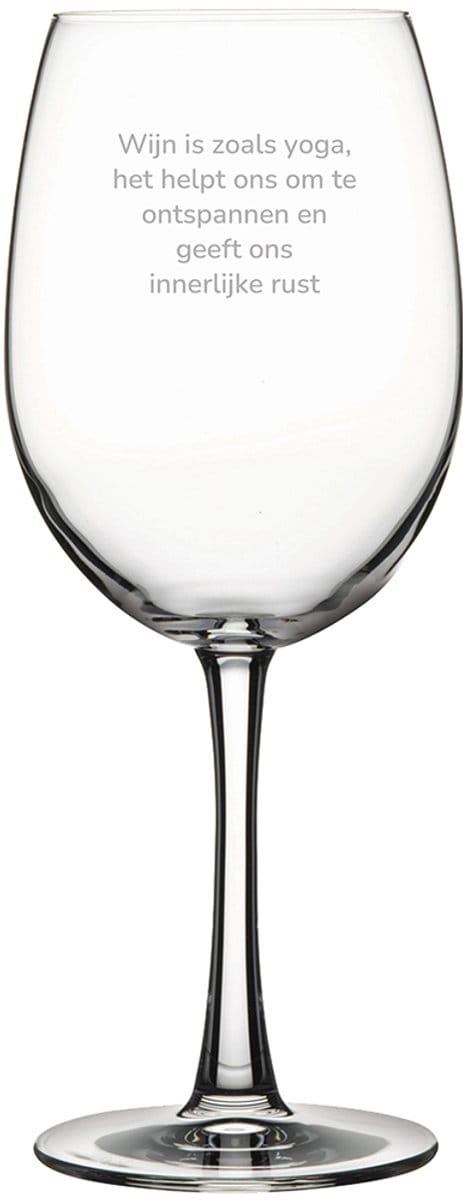 Gegraveerde Rode wijnglas 58cl Wijn is als yoga