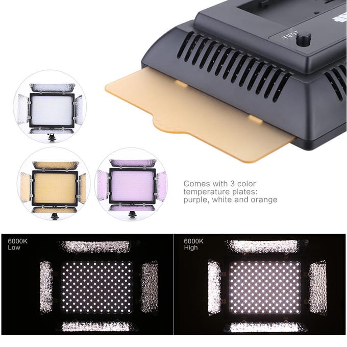 Pro 300 LED's 6000K fotografiecamera Camcorder videolamppaneel gray
